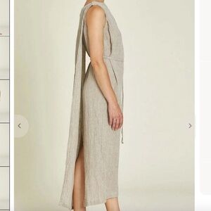 BLACK CRANE Obi Linen Dress in Ash (Taupe-Grey) - Size L